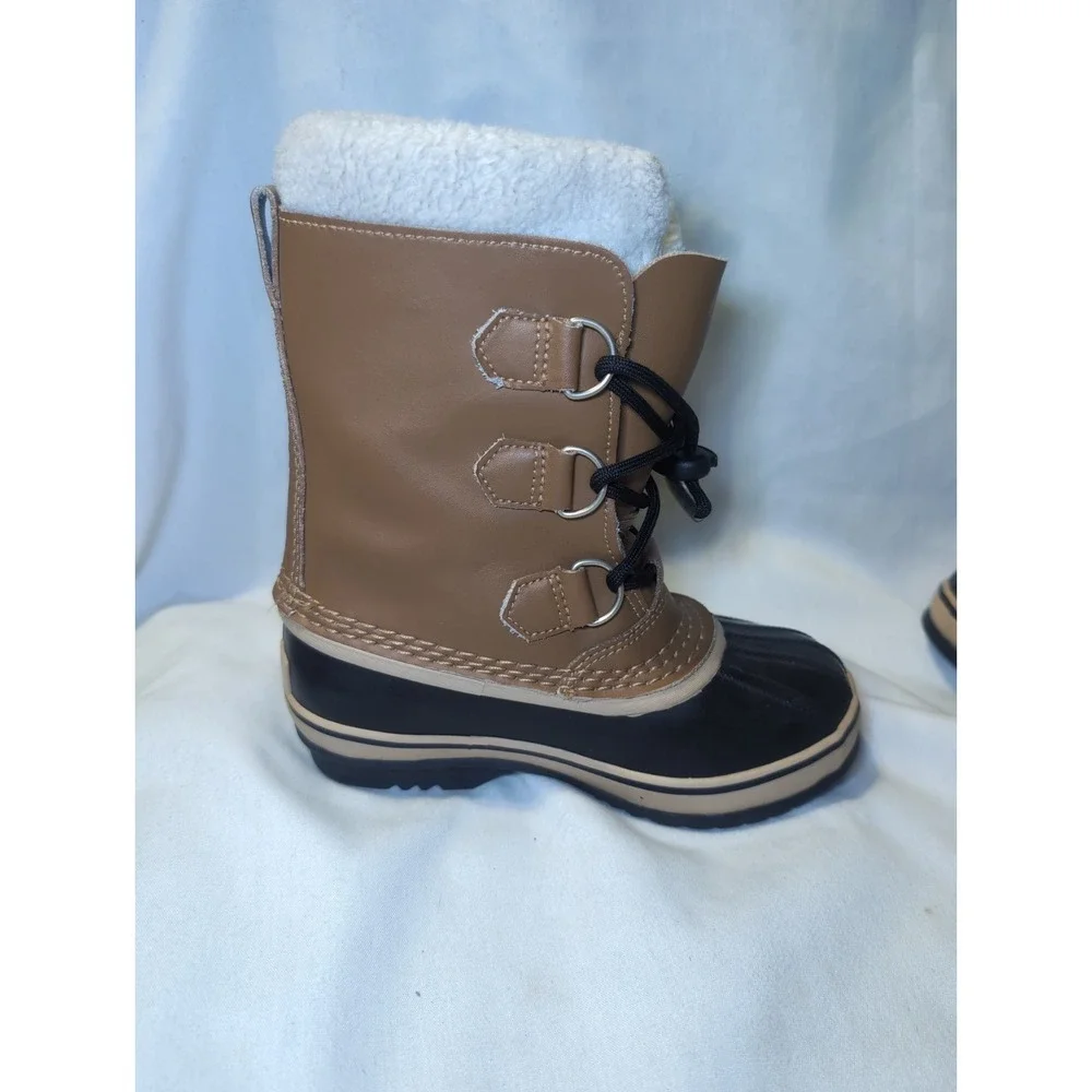 Sorel Little Kids Youth Size 1 Brown Black Waterproof Insulated Snow Boots